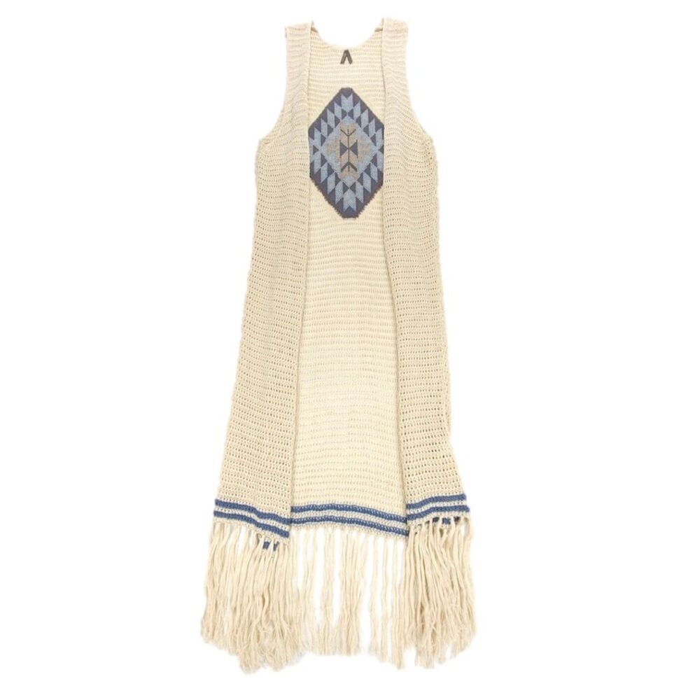Stetson Beige and Navy Geometric Knit Vest